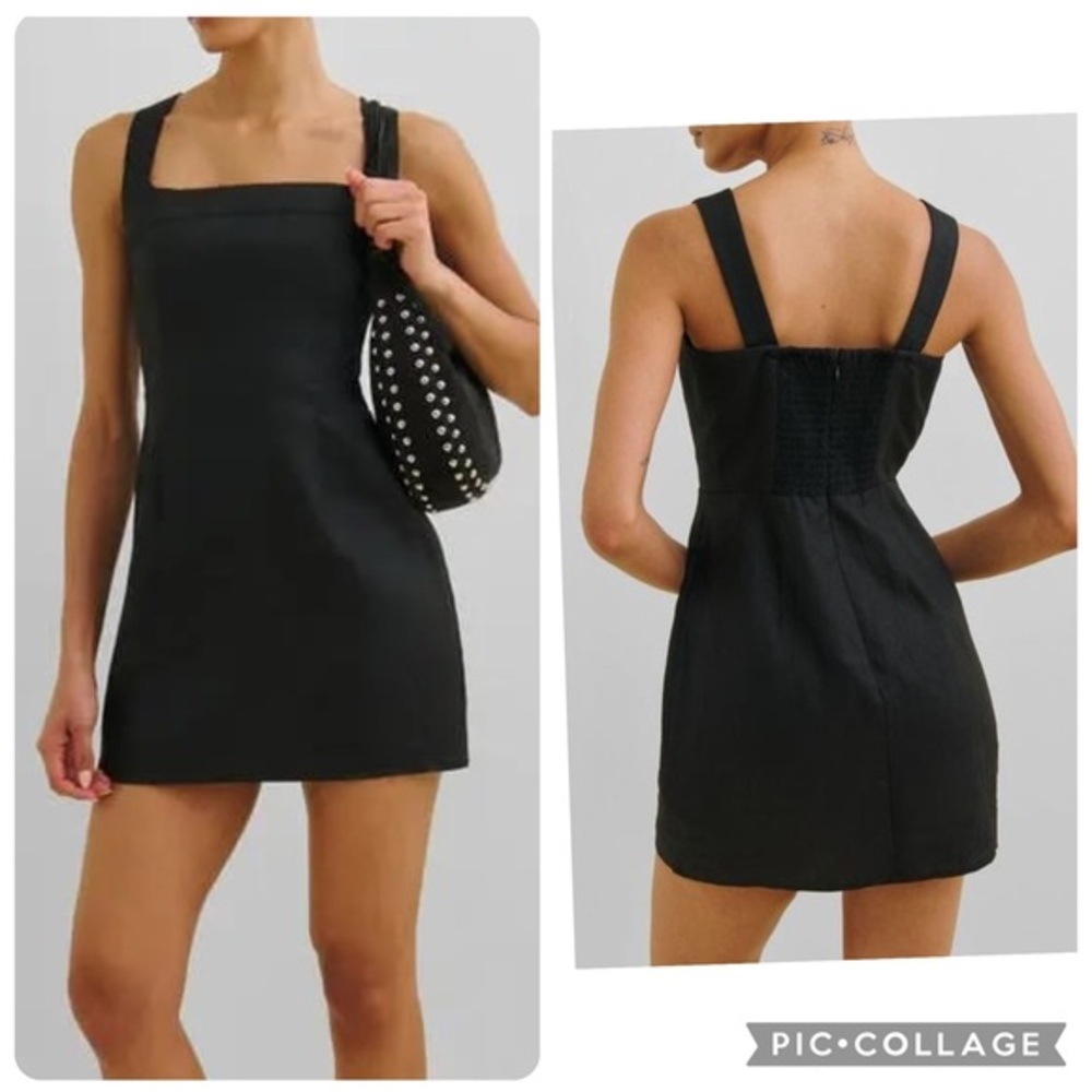 NWT Reformation Celosia Linen Mini Dress in Black Size 2